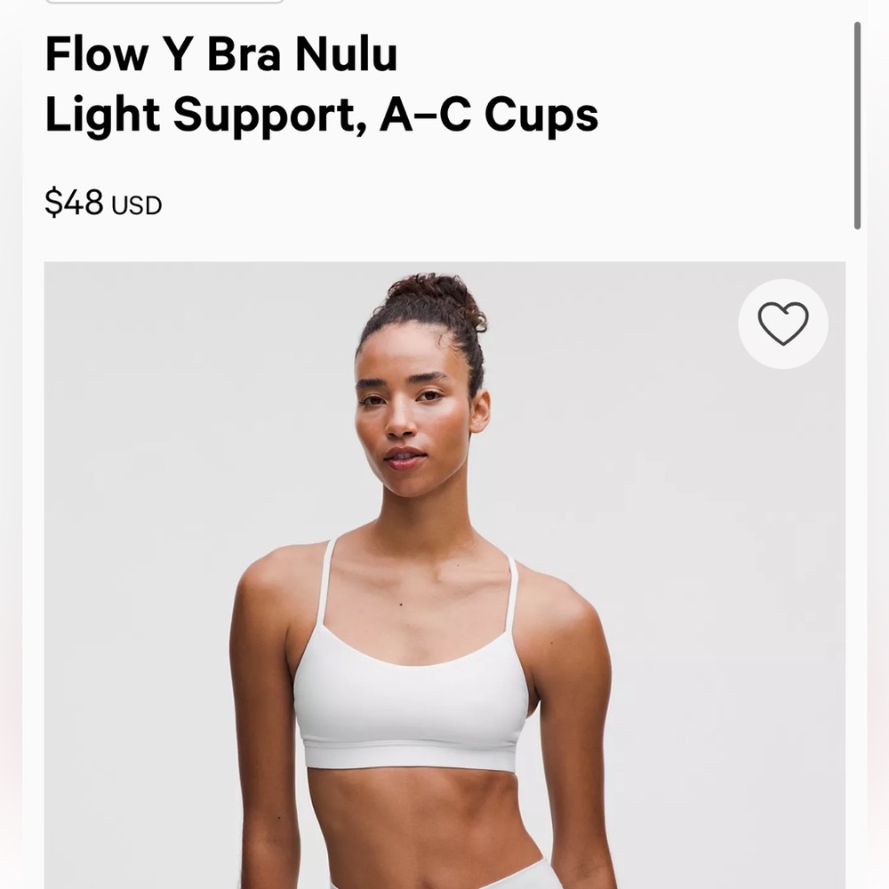 Lululemon Athletica White Flow Y Sports Bra